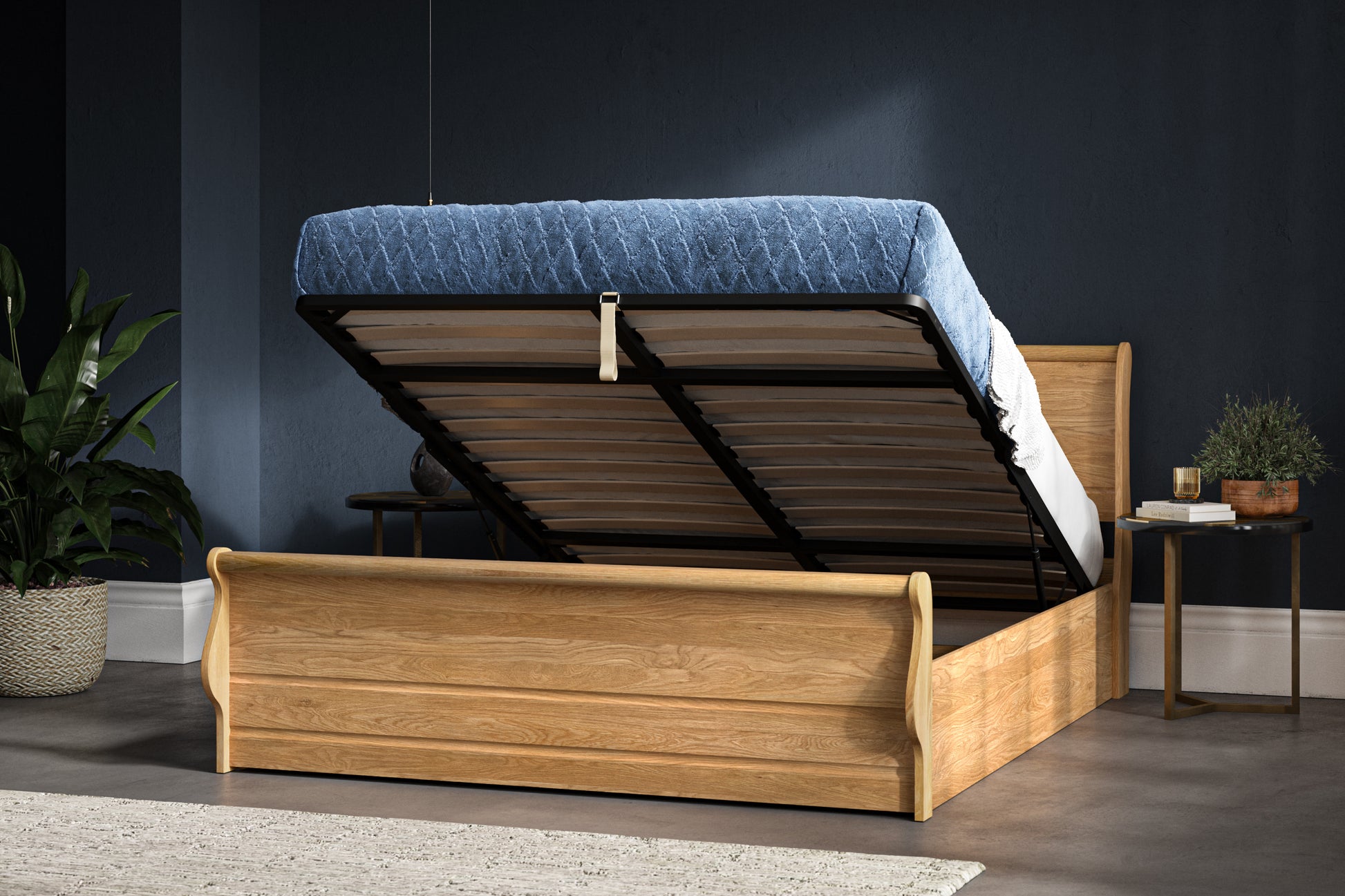 Windsor Solid Oak Double Ottoman Bed