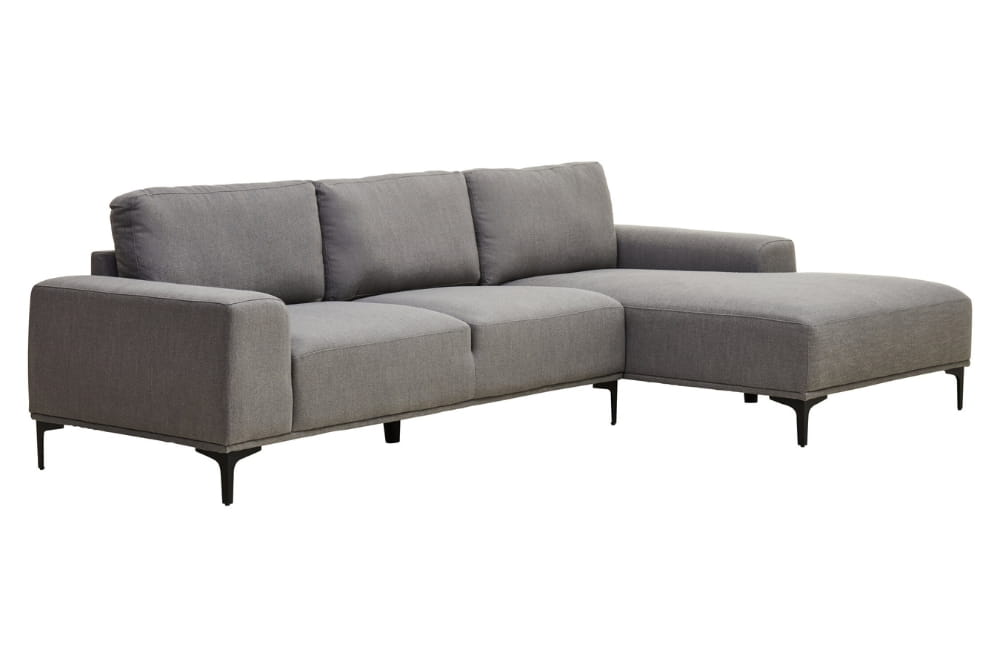  Toulon 3 Seat Grey Fabric Right Chaise Sofa