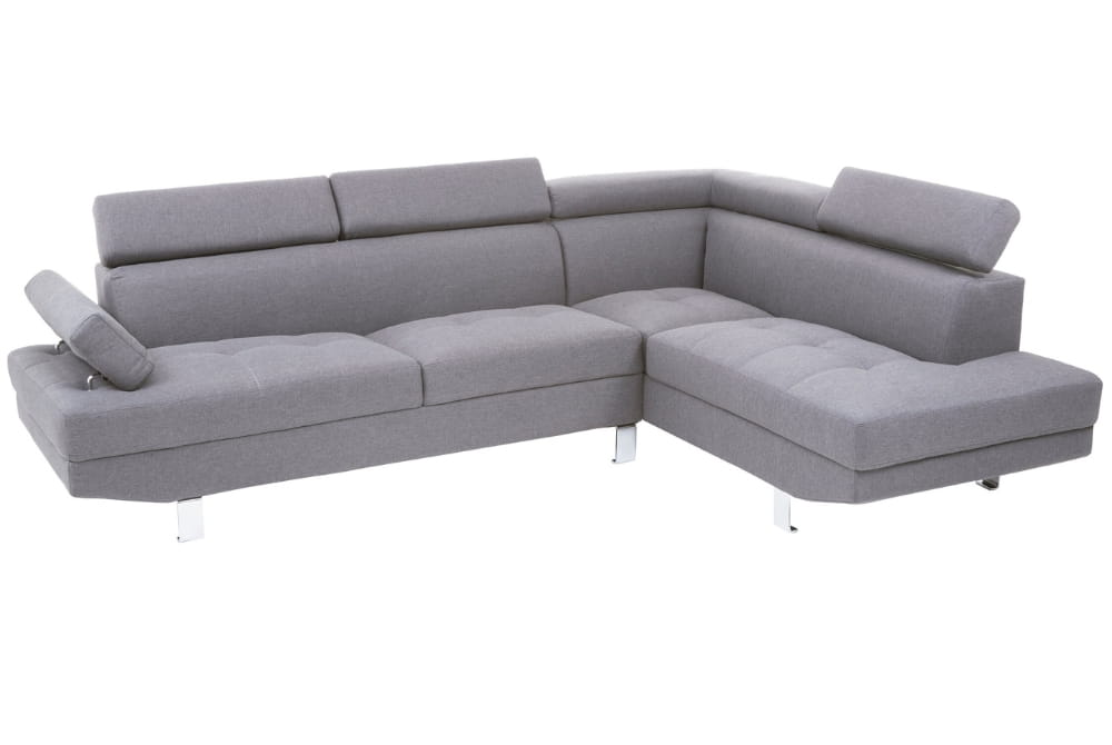Hanover Grey Linen Corner Sofa with Adjustable Headrests