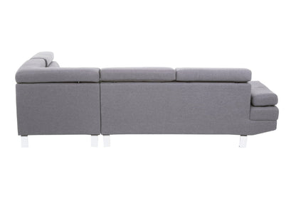 Hanover Grey Linen Corner Sofa with Adjustable Headrests