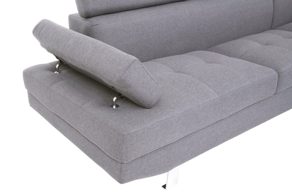 Hanover Grey Linen Corner Sofa with Adjustable Headrests