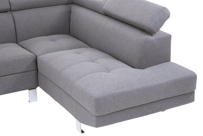 Hanover Grey Linen Corner Sofa with Adjustable Headrests
