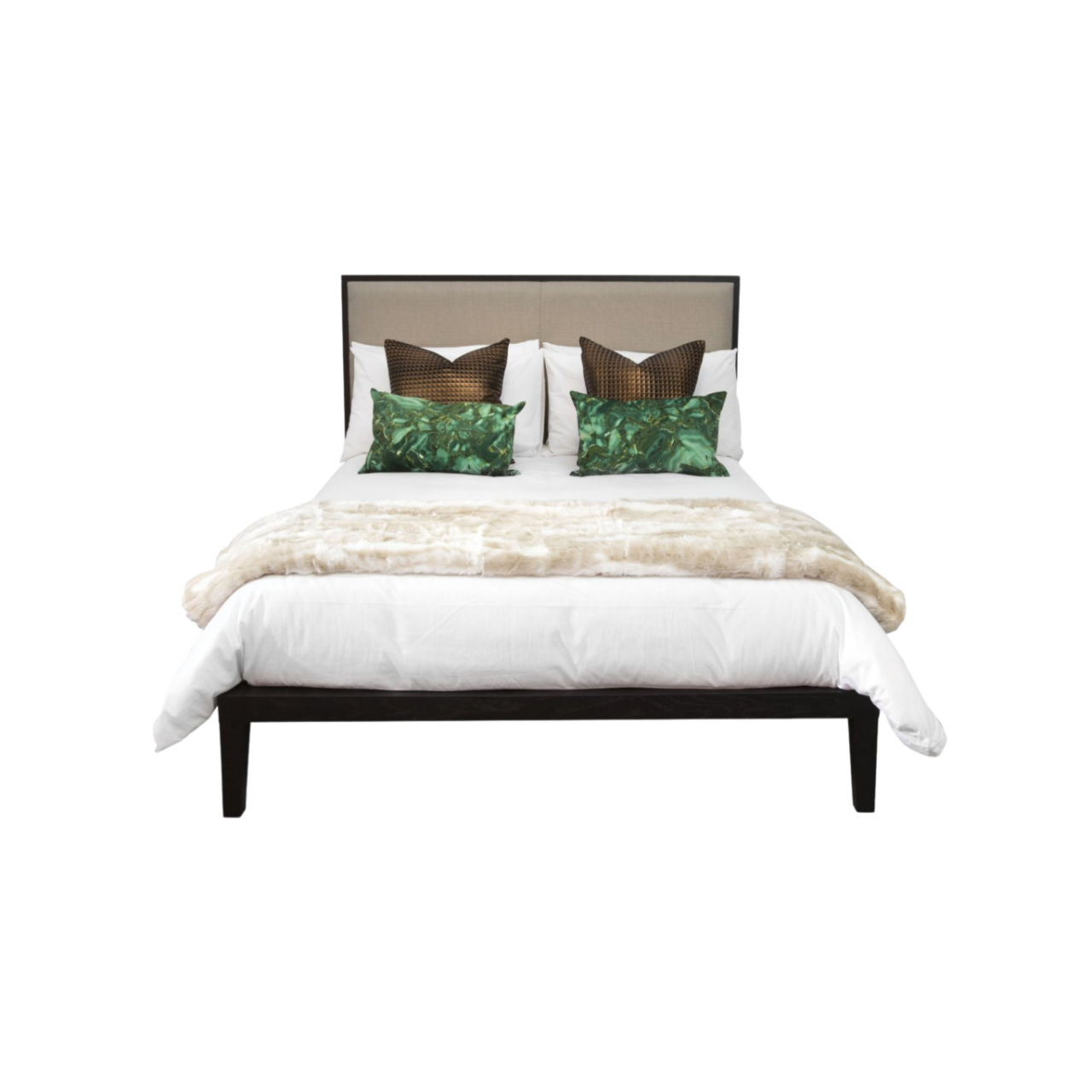 Orchid Bed in Wenge with Beige Fabric King Size