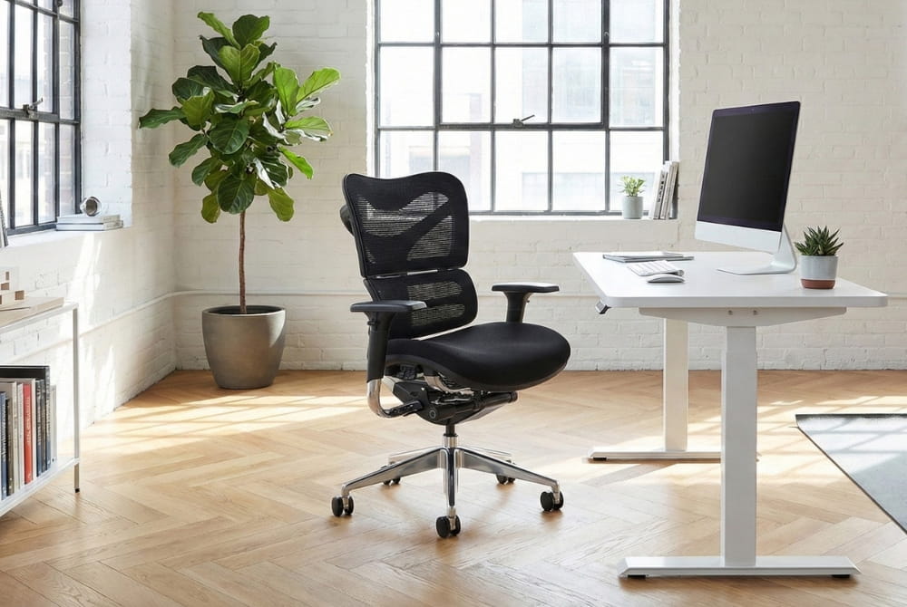 Hood V46 Ergonomic Chair - Fabric & Mesh Upholstered Office Chair